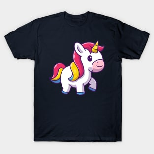 Cute Unicorn Walking Cartoon T-Shirt